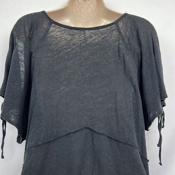 Free People Black short sleeve deep bee tunic top size small EUC - Picture 8 of 11